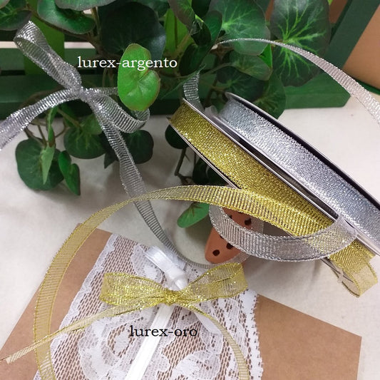 lurex-argento e lurex-oro gross grain nastrino assortimento vetrina nastro decorativo per bomboniere anniversario matrimonio nozze e decorazioni albero natale confezioni regalo pacchi packaging