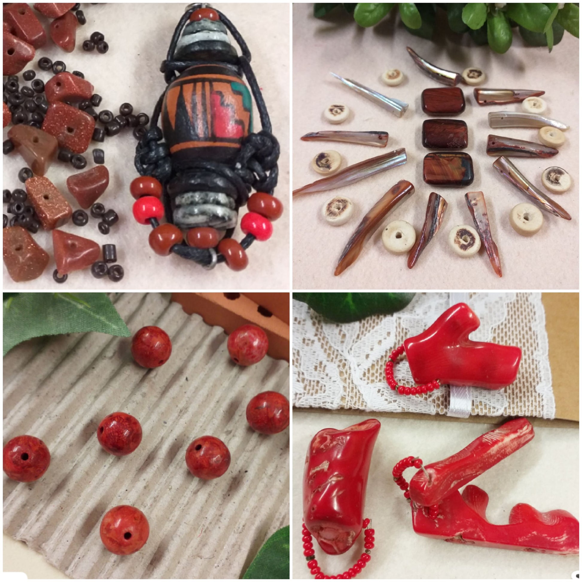 shop online pendenti conchiglia legno pietre per ciondoli perle semipreziose occhio di tigre rosso per collane con cordini componenti grandi fai da te bigiotteria bijoux orecchini