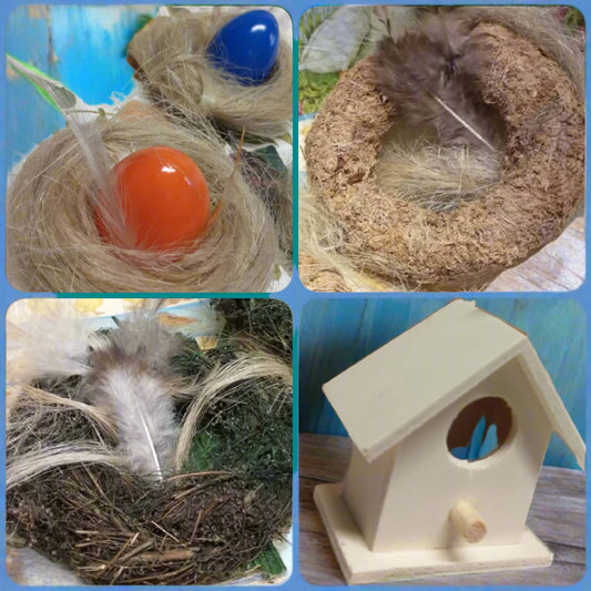 Nidi finti artificiali decorazioni di uova di Pasqua fai da te di paglia casetta uccellini con ovetti piume per confezioni regalo cesti e vetrine composizioni fiori centrotavola packaging chiudipacco