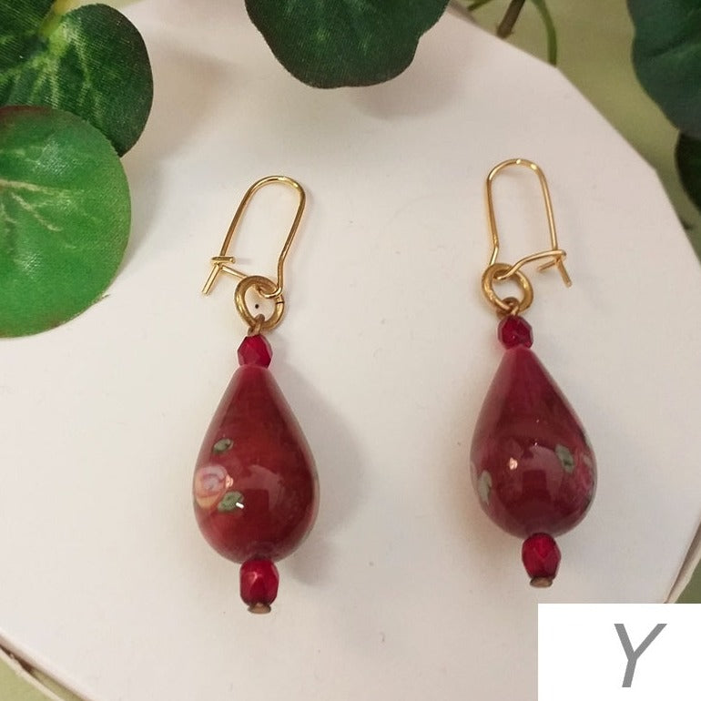 lotto Y shop online retrò orecchini particolari artigianali bigiotteria etnica perline colorate perle multicolore con roselline pietre vetro metallo wire