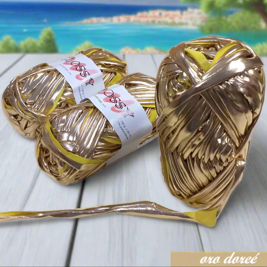 oro chiaro doreé lycra metal laminata metallizzata vernice similpelle lamè fettuccia borse uncinetto glossy cucirini tre stelle crochet clutch bags pochette da cerimonia sera regali natale cestini per handmade ferri maglia gomitolo 100 grammi
