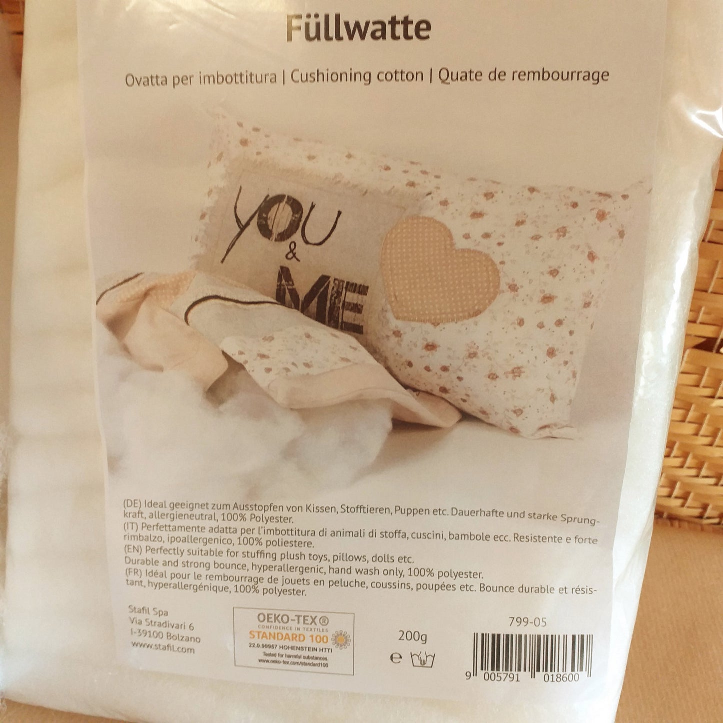 fullwatte normale forte rimbalzo ipoallergenico 100% poliestere ovatta per imbottitura cuscini animali di pezza e stoffa, amigurumi, bambole pigotte, stafil sacca 200 grammi, lavabile