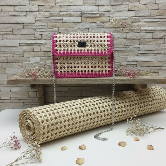 tessitura a rotolo rattan chiaro paglia di vienna per rivestire oggetti e borse uncinetto macramè