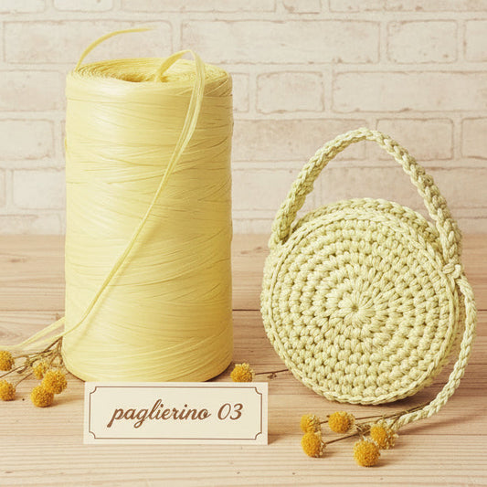 giallo paglierino 03 mezzo chilo circa (470 g) rotolo stafil rafia sintetica uncinetto e cestini lucida colorata