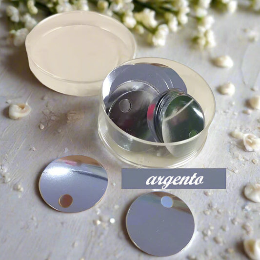 argento grandi giganti paillettes da 20 mm foro 5 mm per borse uncinetto pochette di fettuccia cotone thai lycra lurex clutch bags crochet knitting