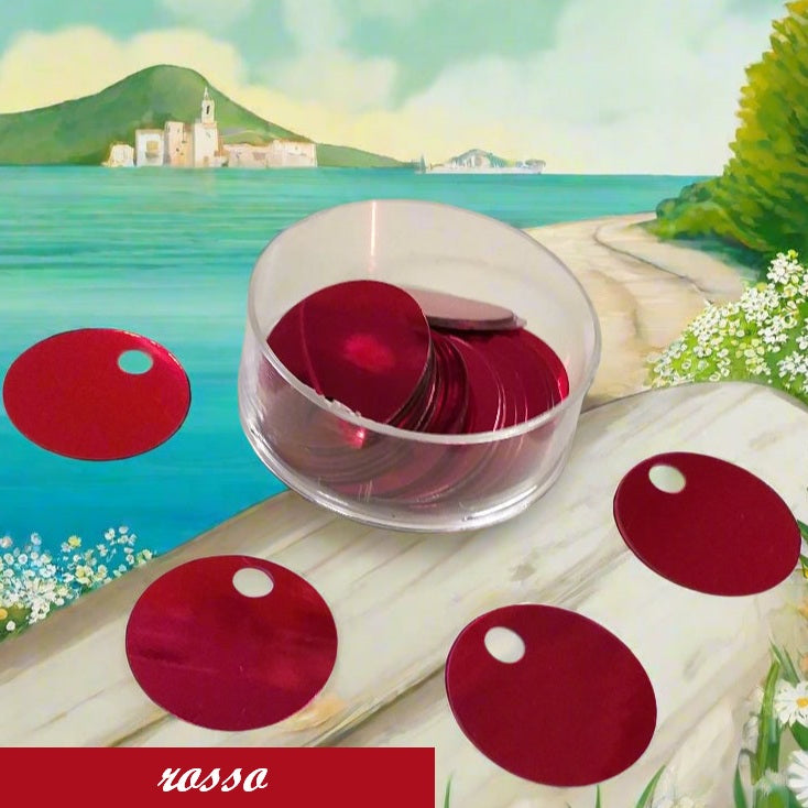 rosso grandi giganti paillettes 20 mm foro 5 mm per borse uncinetto pochette di fettuccia cotone thai lycra lurex clutch bags crochet knitting