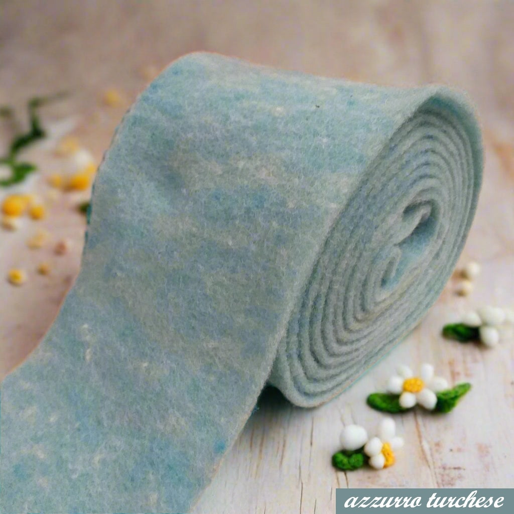 azzurro turchese per lavoretti feltro di panno lana cotta modellabile uso creare bambola gnomi elfi bosco addobbi decorazioni natalizie