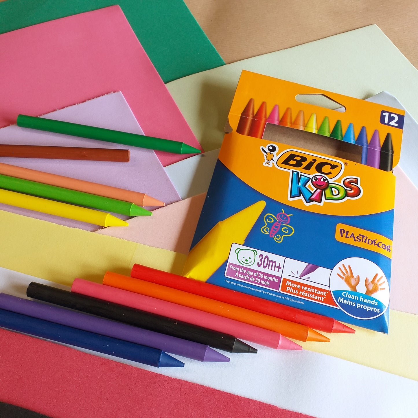 kit verde rosa lilla tinta carne giallino bianco bordeaux nero panna crema kit fommy e 12 bic kids pastelli a cera colorati plastidecor