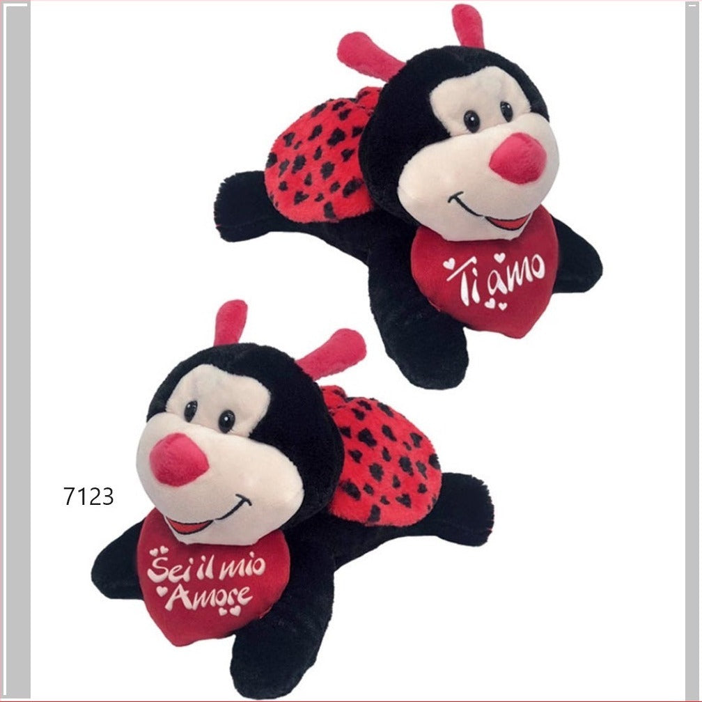 coccinelle con scritta sei il mio amore e ti amo, pupazzi peluche San Valentino 14 febbraio idee regalo lui lei pupazzetti packaging