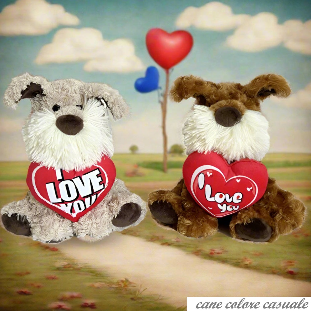 i love you cane colore casuale portafortuna pupazzi peluche San Valentino 14 febbraio idee regalo lui lei pupazzetti
