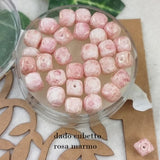 dado cubetto rosa marmo perle bigiotteria vetro perline uso creare collane bracciali orecchini