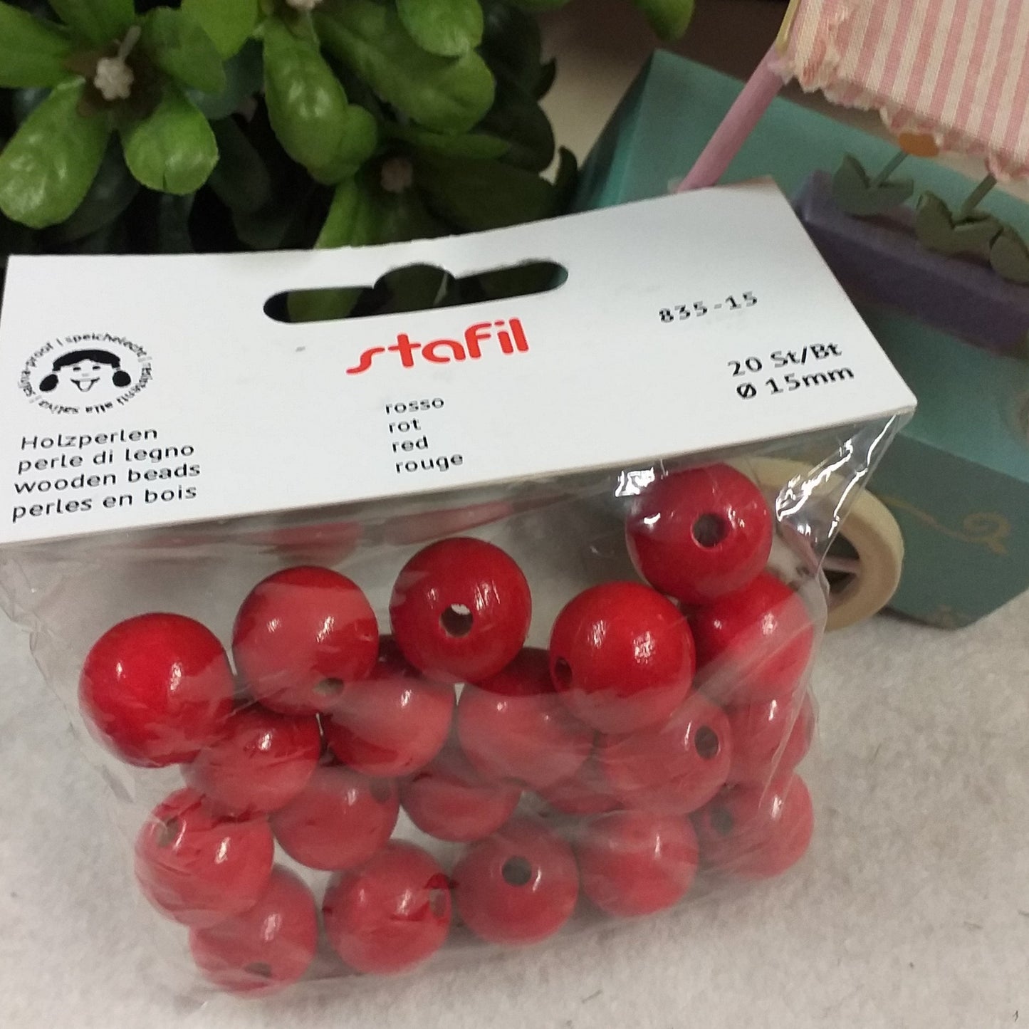 15 mm perle legno rosse grandi forate perline hobbistica fai da te borse ricamo bigiotteria collane bracciali amicizia angeli angioletti bambole colorate