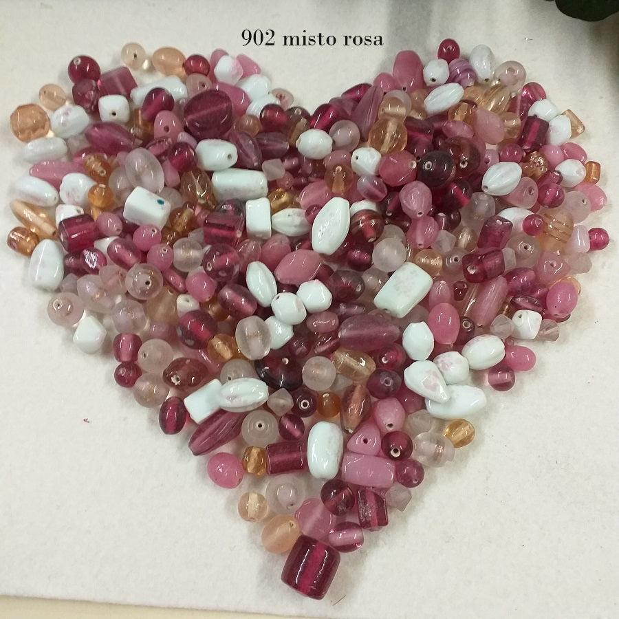 902 misto rosa forme ovali tubetto rombo sferette palline piastre ciondoli perle vetro bracciale collana sfuse a peso mezzo chilo stile Murano Venezia