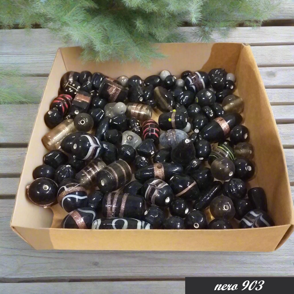 nero 903 lotto perline vendita perle vetro grandi sfuse a peso componenti 1/4 di chilo uso fai da te creare bracciale collana accessori borse fatte a mano bigiotteria fai da te