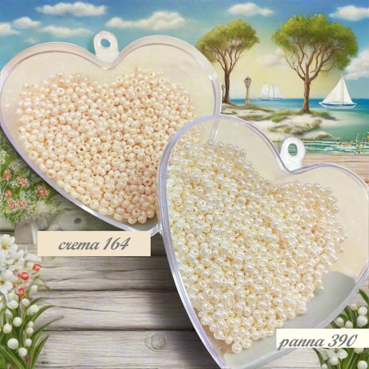 bianco panna 390 crema 164 colore conteria rocailles beads veneziane perline vetro perlato perle fai da te bijoux fiori venezia piante alberi bonsai bigiotteria