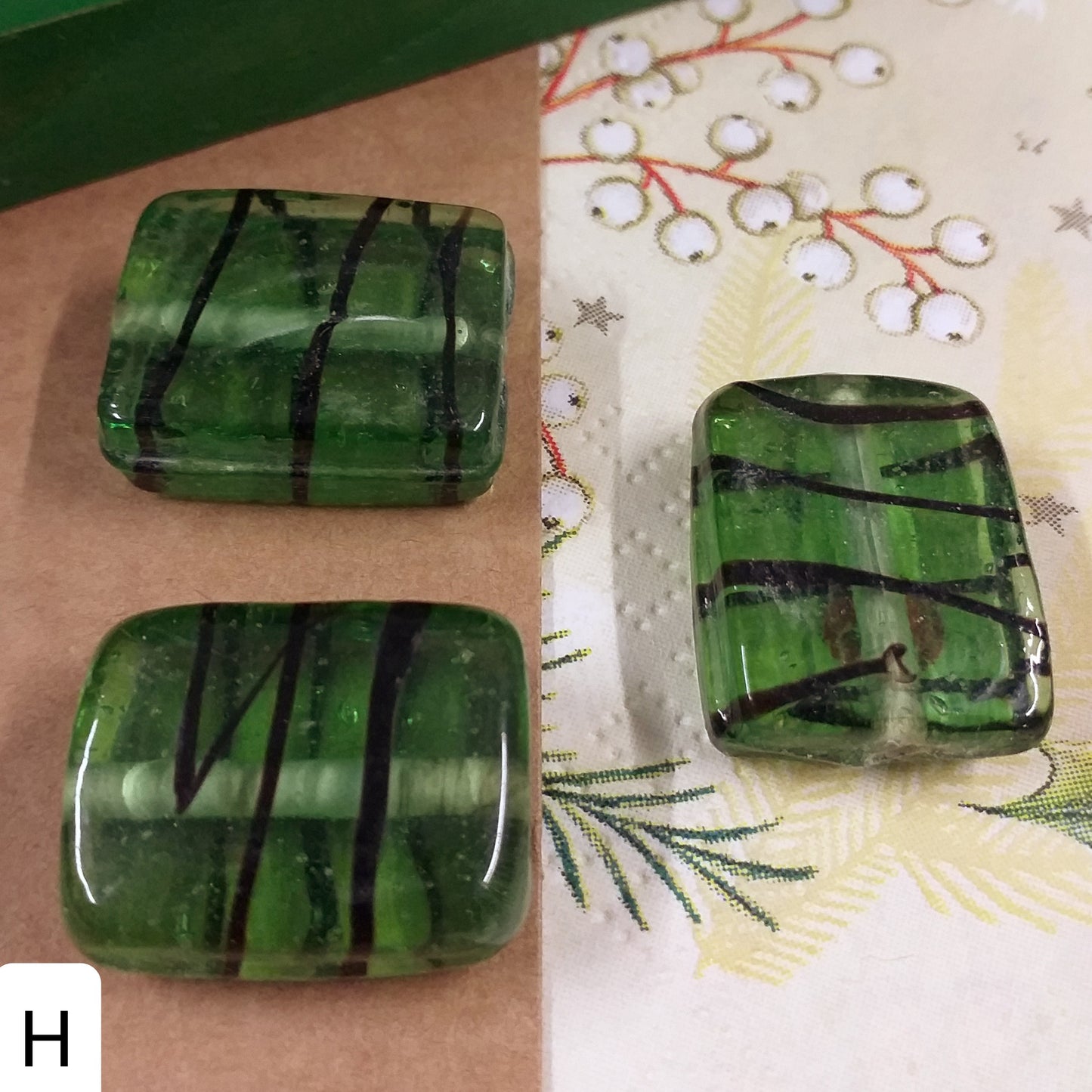 piastra pietre rettangolari colore verde bamboo lotto H offerta perle vetrina perline di vetro particolari originali veneziane-style per bijoux fai da te gioielli di bigiotteria