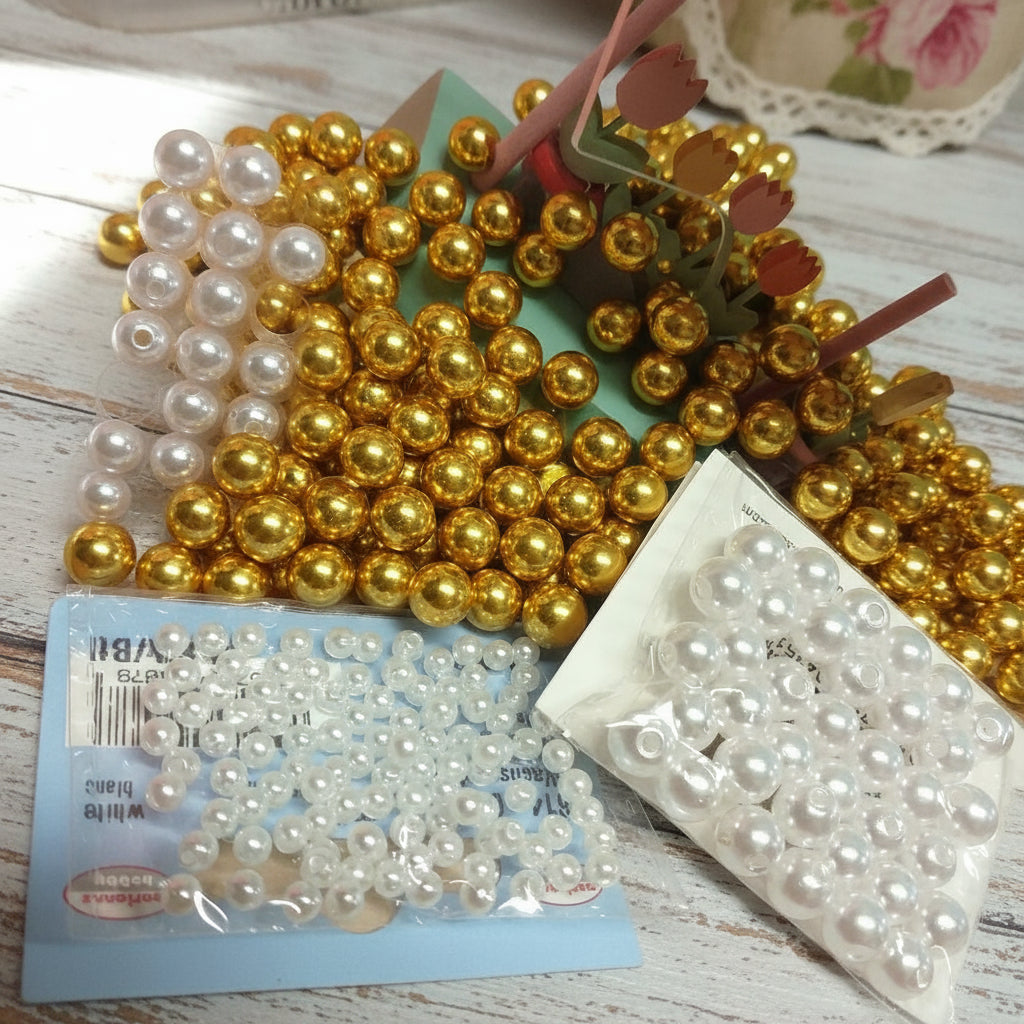 4, 6 e 10 mm perline cerate di plastica bianche oro dorate con foro fai da te gioielli decorazioni vestiti rotonde sintetiche piccole grandi per collane