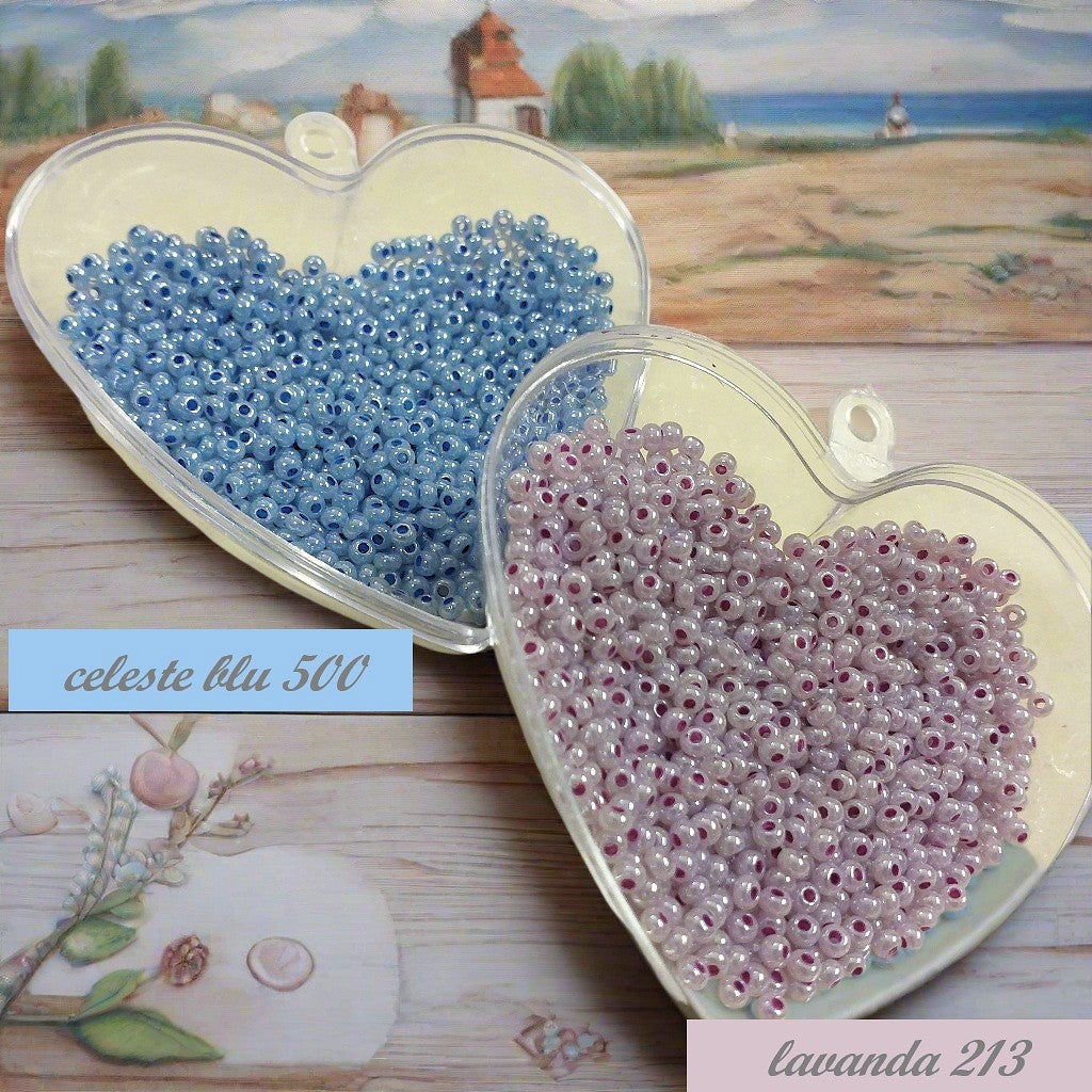 celeste blu lavanda lilla perlato conterie perline vetro rocailles negozio on-line fai da te Hobby creativi fiori piante alberi bonsai di perle veneziane