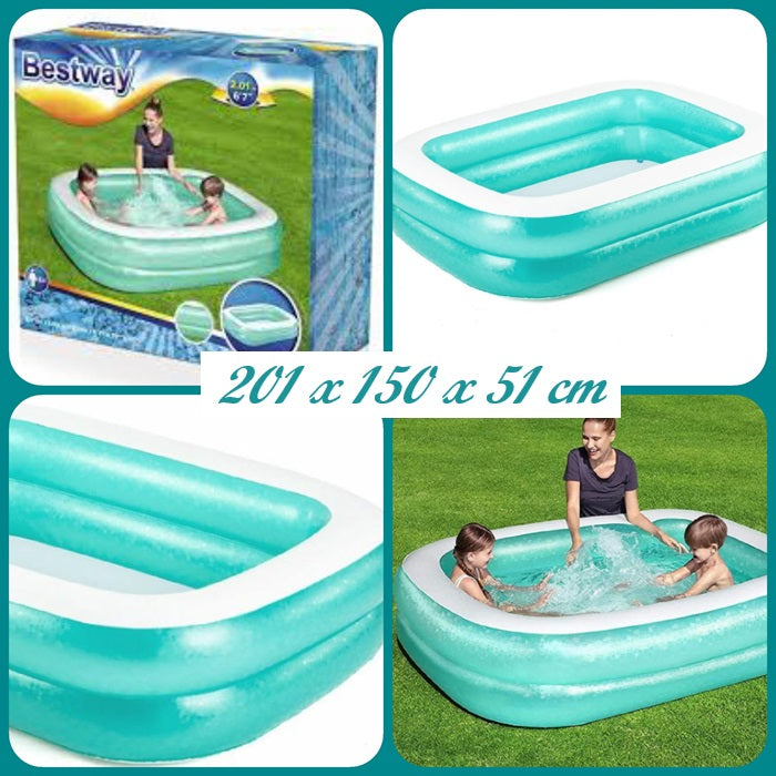 piscina rettangolare gonfiabile media 201 cm per famiglia e bambini uso giardino spiaggia campeggio cortile balcone terrazzo