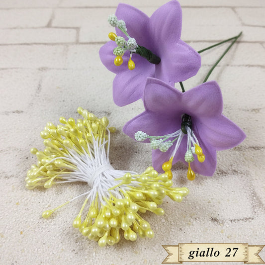 pistilli gialli per fiori artificiali finti accessori stami uso hobby fai da te bomboniere composizioni pasquali natalizie biedermeier fioristi fiorellini fommy gomma crepla