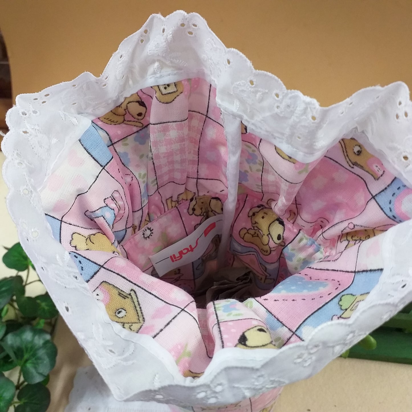 interno stafil porta biberon neonato trapuntato stoffa fantasia orsetti giocattoli applicazione tela aida da ricamo punto croce pizzo sangallo