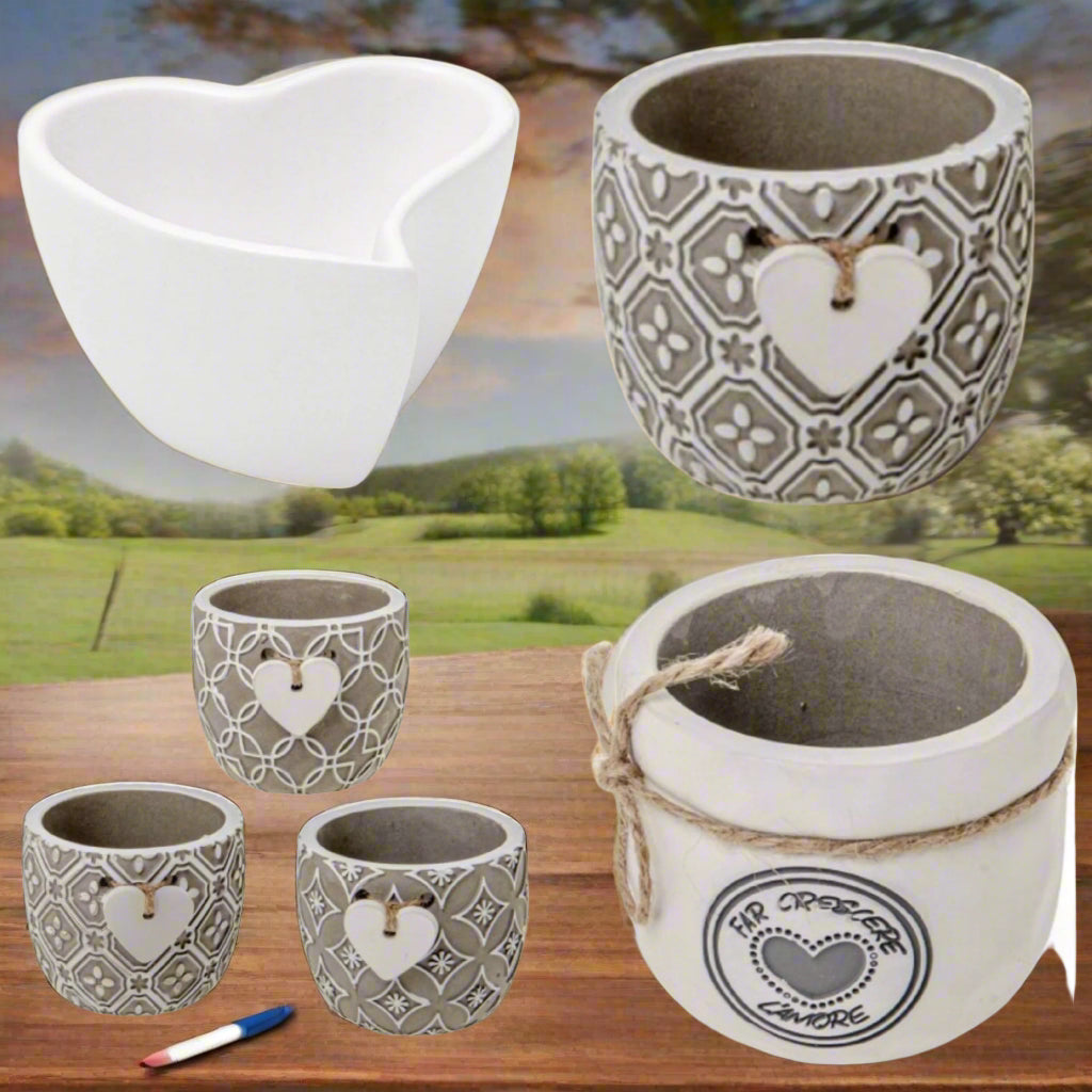 tema cuore vasetto porta piantina fiori bomboniera utile composizioni fioristi colore bianco crema nocciola