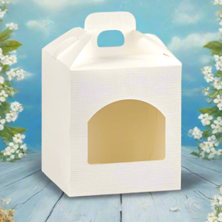 scatola portavasetti ad 1 foro finestra scatoline porta barattoli vetro ceramica metallo per confezionare miele marmellata confetture creme alimentari enogastronomia erboristeria enoteca regalo bomboniere pasquali matrimonio comunione