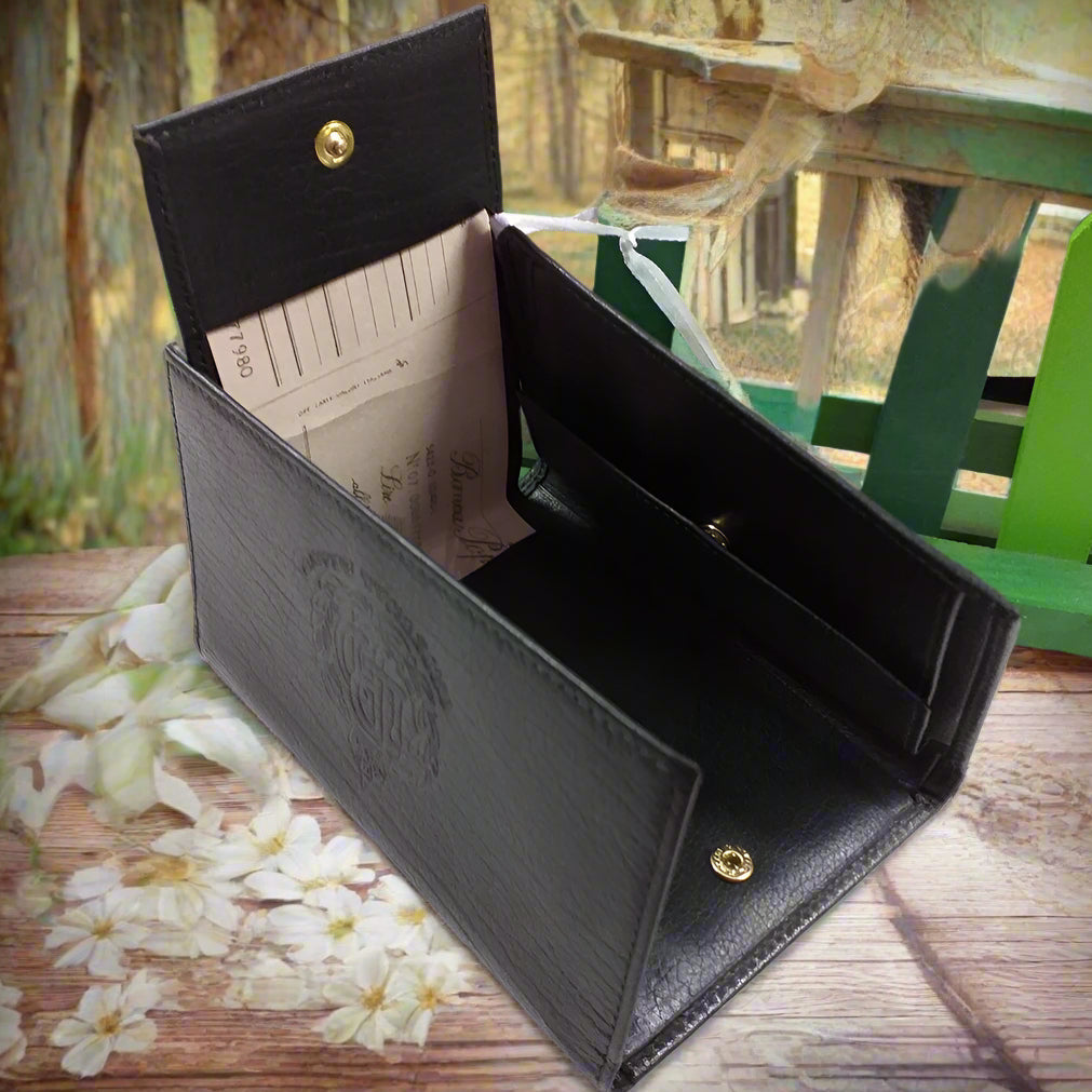 porta-assegni borsellino portafoglio donna economico scomparti ecopelle nero