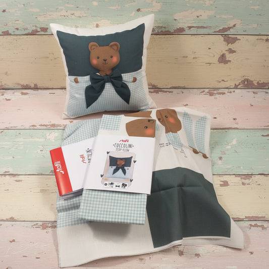 Stafil coccolini cucito creativo pannelli teddy-pillow fai da te cuscino orso tessuto schemi cartamodelli stampati su stoffa lavabile di corpicini gambine braccine faccine visetti musetti animali per bambini e cagnolini bambole pupazzi di pezza fatti a mano