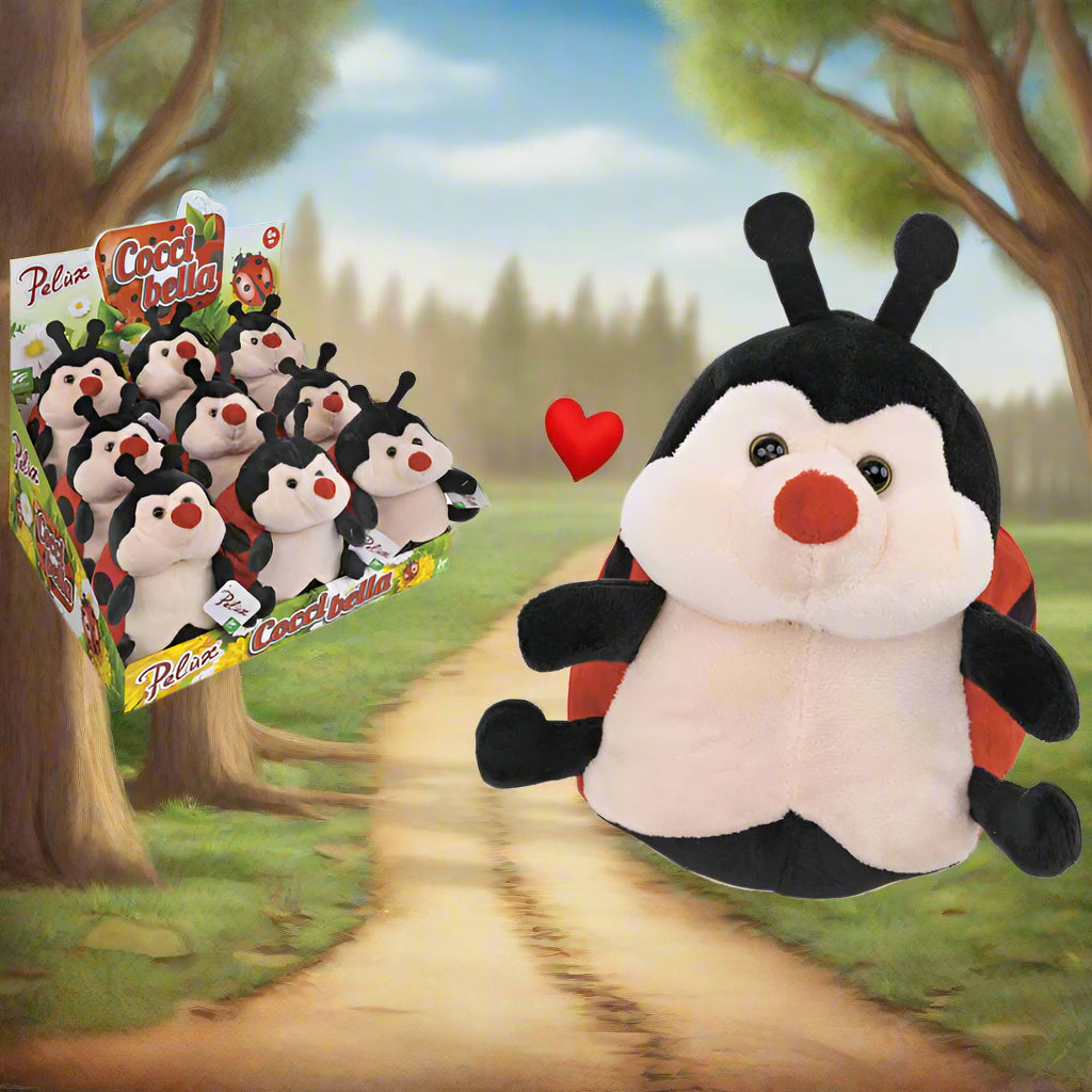 coccinella confezione regalo San Valentino 14 febbraio festa degli innamorati pupazzo bambola pick cupido cuori rossi e peluche portafortuna