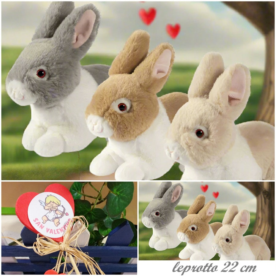 leprotto 22 cm confezione regalo San Valentino 14 febbraio festa degli innamorati pupazzo bambola pick cupido cuori rossi e peluche