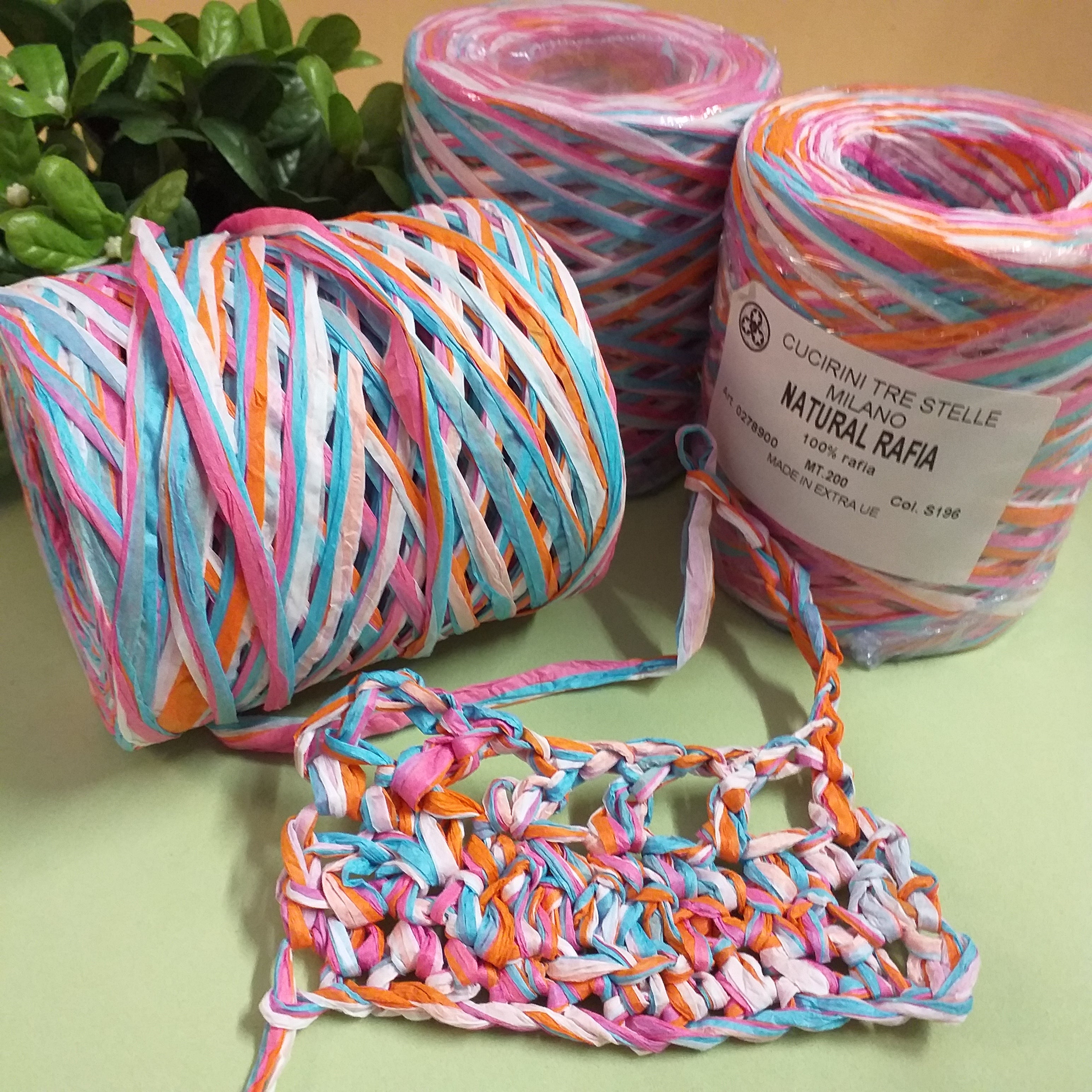 Sfumata rafia naturale uncinetto borse cappelli colorata