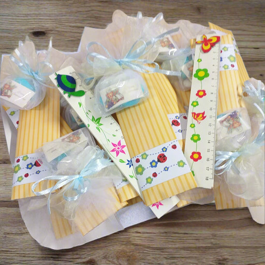 tartaruga farfalla bomboniere comunione segnalibro libro righello da confezionare confetti sacchettini astucci
