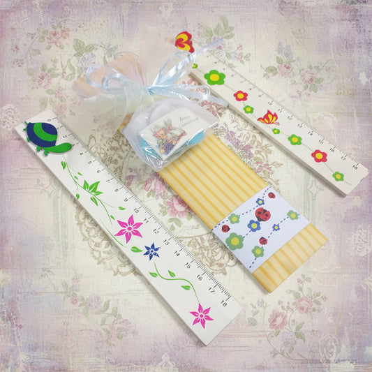 tartaruga farfalla fiorellini segnalibro legno ricordino souvenir prima comunione confezionato confetti bomboniera