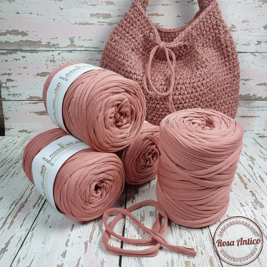 colore rosa antico vintage modello borsa a sacca uncinetto ferri da calza per maglia con la fettuccia di cotone elastico