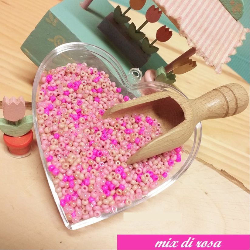 misto di rosa vetro perlato rocailles perline conteria per collane bigiotteria bijoux creazioni gioielli fiori Venezia piante alberi bonsai alberini pasquali