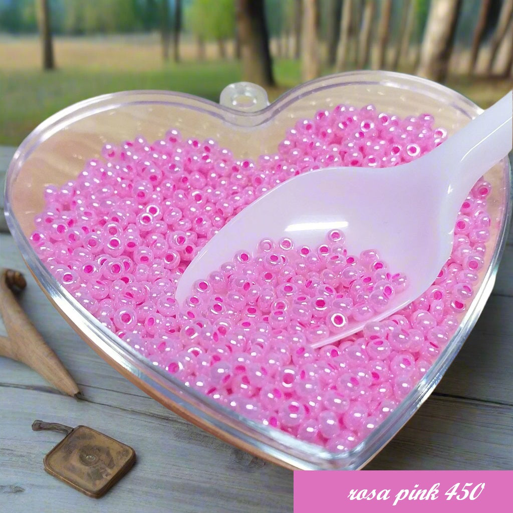 Rosa Pink rocailles vetro perline conteria negozio vendita on-line perle hobby fai da te fiori bonsai piante alberi bigiotteria beads