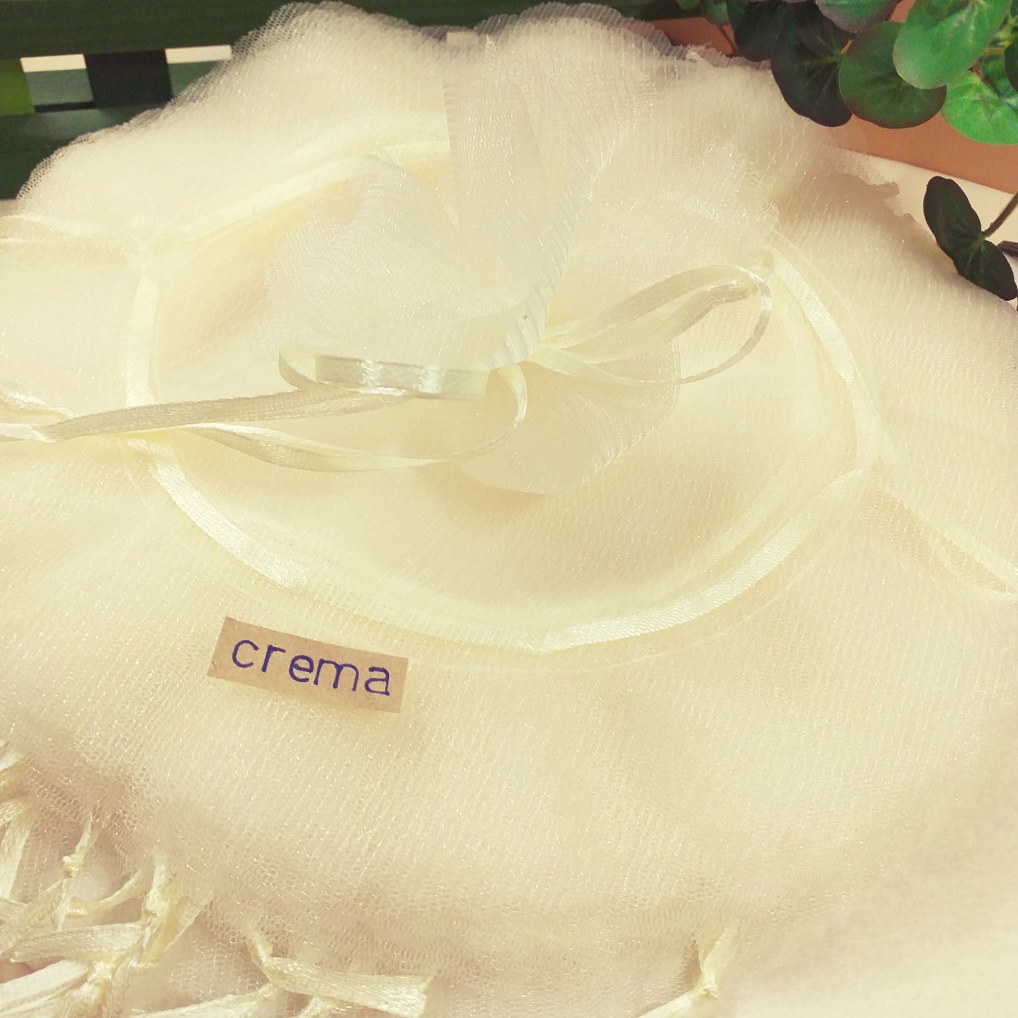 colore crema sacchetti portaconfetti organza bomboniere fai da te doppio tulle velo tirante nastrino per facile confezione confetti matrimonio prima comunione battesimo
