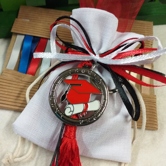 blu celeste alternative tinte per packaging kit fai da te confetti sacchetto bianco da confezionare tulle tris colori nastrini bianco rosso nero portachiavi tocco cappello laurea ciondolo smaltato pergamena nappina bomboniera scelta nastri