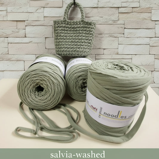 verde salvia chiaro washed fettuccia per borse uncinetto Noodles Stafil cotone elastico