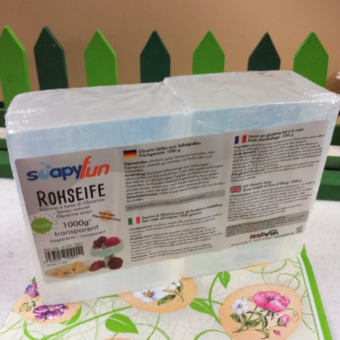 2 x glicerina fai da te sapone e saponette con base soapyfun Rohseife da 1000 grammi trasparente di HobbyFun-Stafil