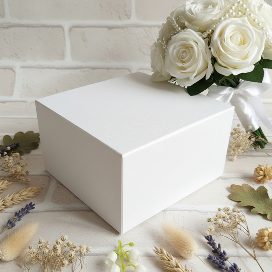 scatola quadrata scotton fibra bianco 12 x 12 x 8 cm bassa pieghevole cartoncino per confezionare bomboniera fai da te packaging idea regalo matrimonio comunione