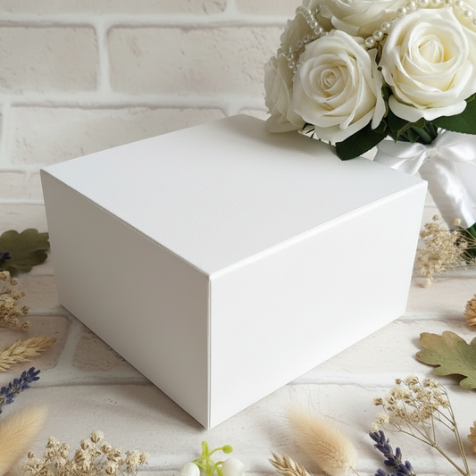 scatola quadrata scotton fibra bianco 12 x 12 x 8 cm bassa pieghevole cartoncino per confezionare bomboniera fai da te packaging idea regalo matrimonio comunione