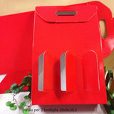 Colore rosso cartoncino scatole per confezioni regalo 3 bottiglie enogastronomia confezionamento packaging verticale con manico