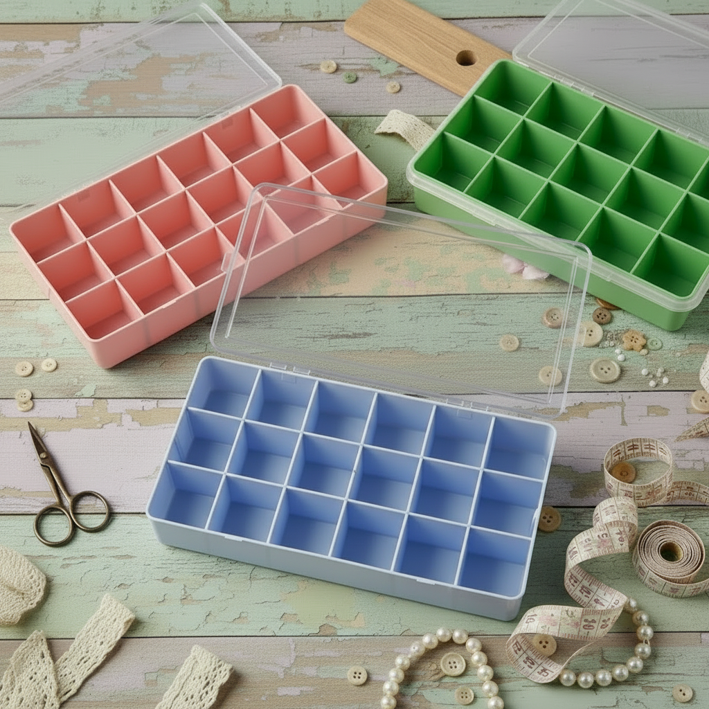 MDesign Set Da 2 Box In Plastica Per Accessori Per Cucire – Organizer Salvaspazio Per Colori, Penne, Glitter – Scatole Ideali Come Cestini Cucito Con