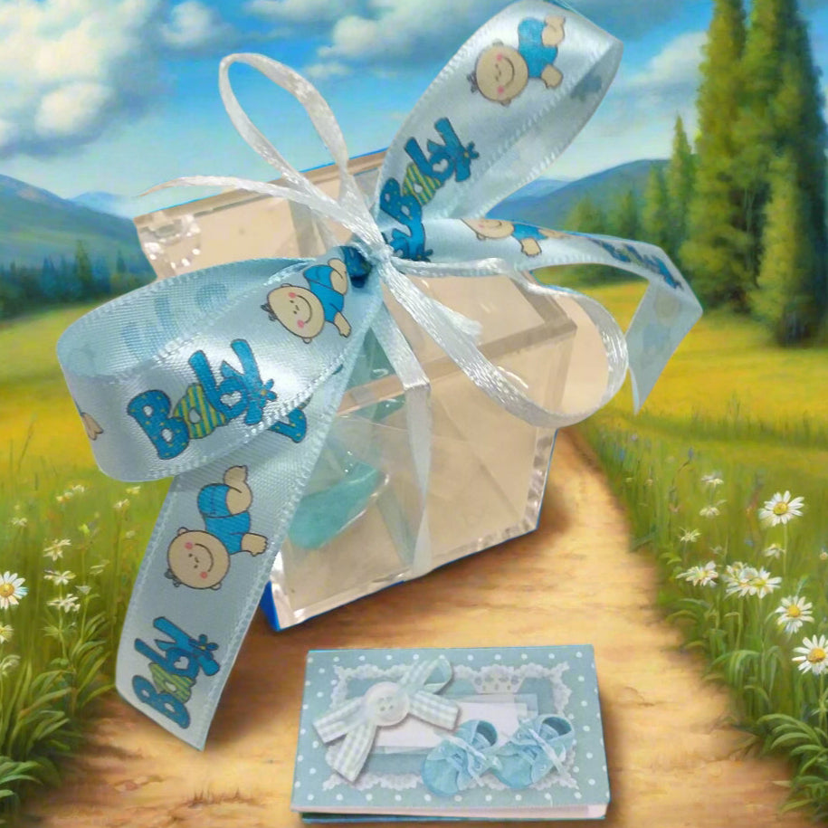 scatolina portaconfetti baby bebè azzurro blu da confezionare bomboniere nascita Battesimo