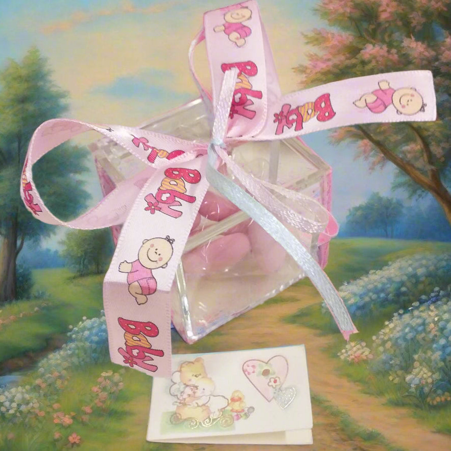 scatolina portaconfetti baby bebè rosa bimba femminuccia da confezionare bomboniere nascita Battesimo