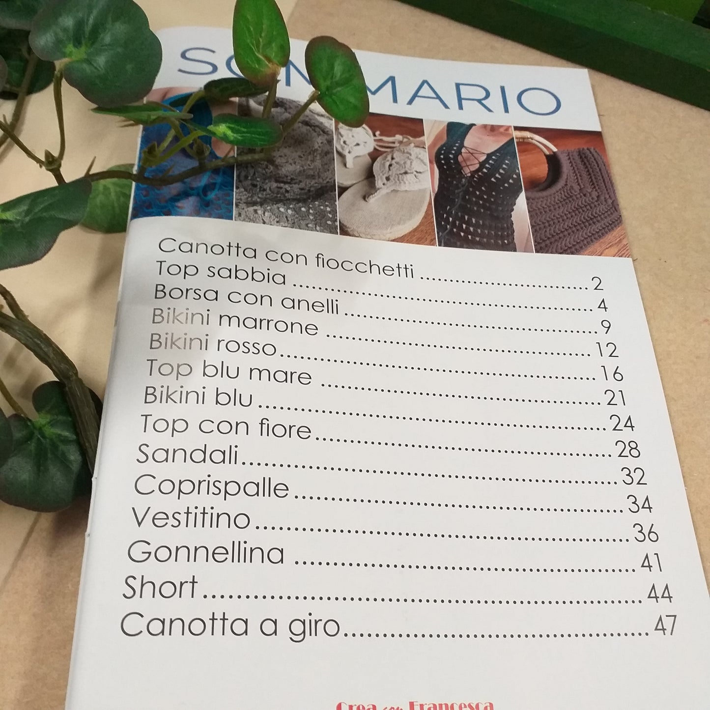 sommario schemi facili moderni uncinetto per l'estate Stafil manuale libretto per realizzare capi d'abbigliamento di cotone grosso per spiaggia mare costume bikini da bagno ciabatte espadrillas sandali canotta gonnellina short vestitino coprispalle borsa