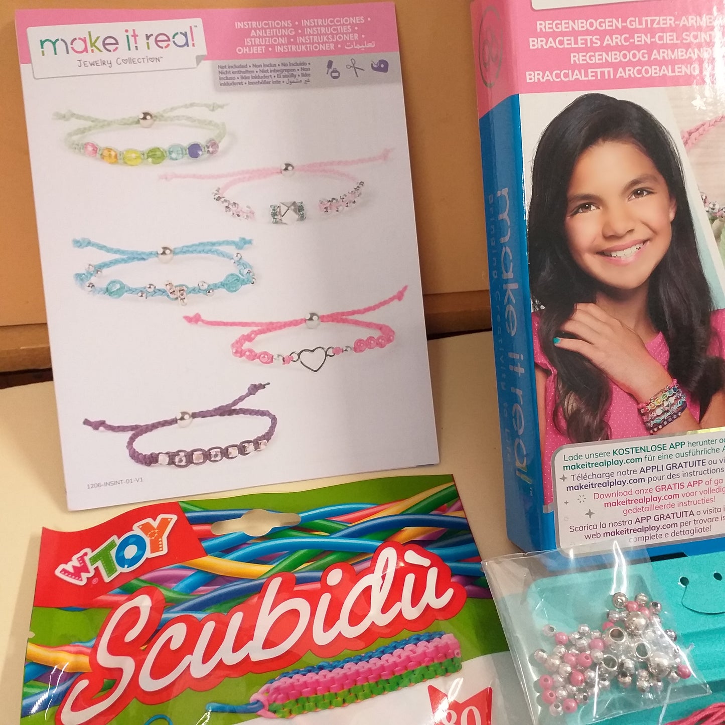 make it real jewely collection e scubidù perline fili creare braccialetti nodi macramè scintillanti