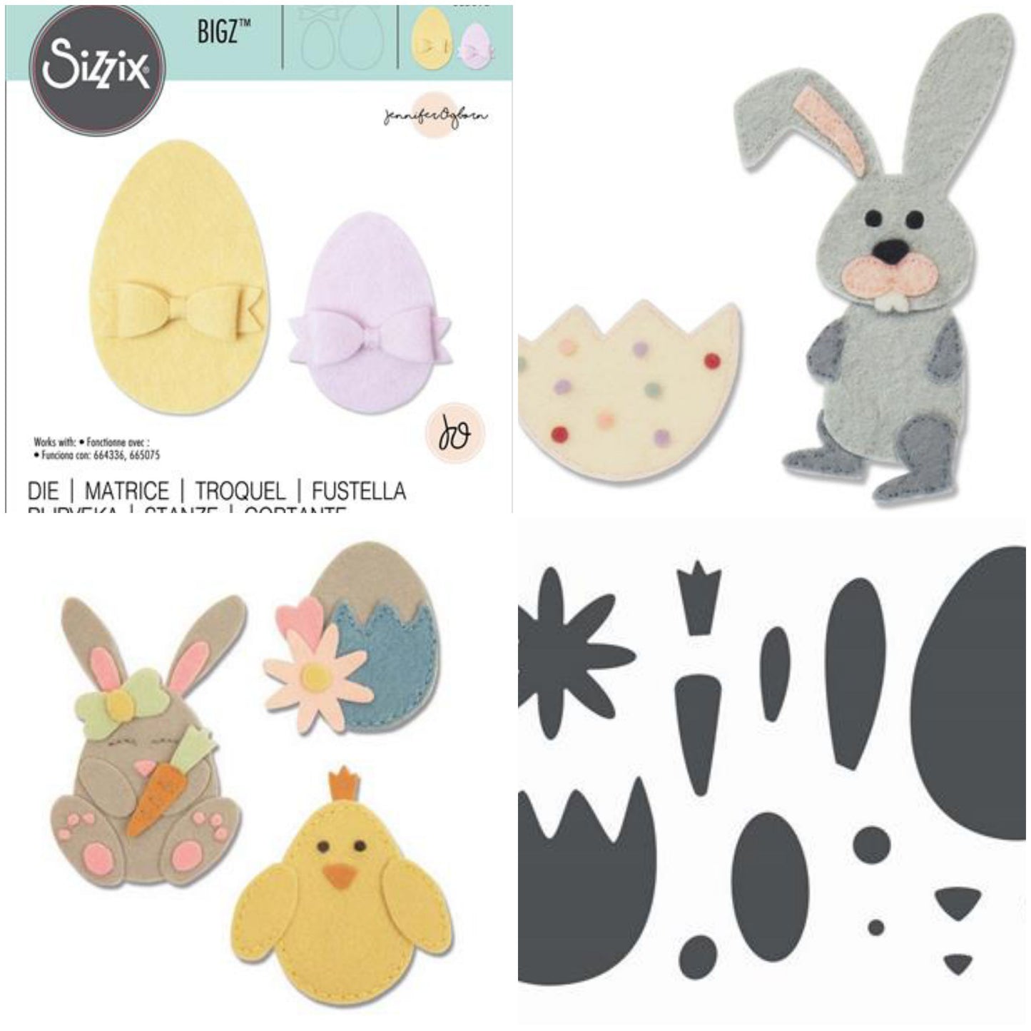fustella feltro pasquale fommy Bigz Sizzix Bigshot uova ovetti coniglio coniglietto pulcino fiore per tagliare materiali creativi lavoretti bambini